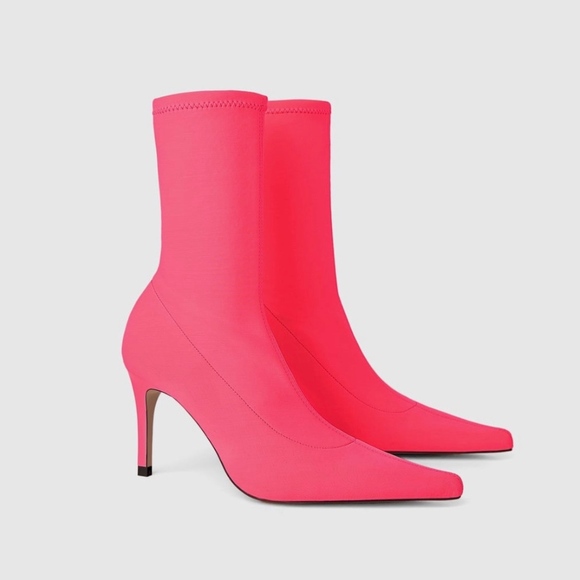Zara Shoes - NEW ZARA ELECTRIC HOT NEON PINK SOCK BOOTS